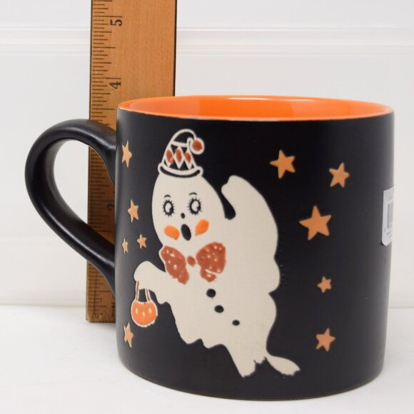 Eli Ana Flying Ghost Halloween Mug New 2024 Black Orange Stars Retro Whimsical - Picture 11 of 11